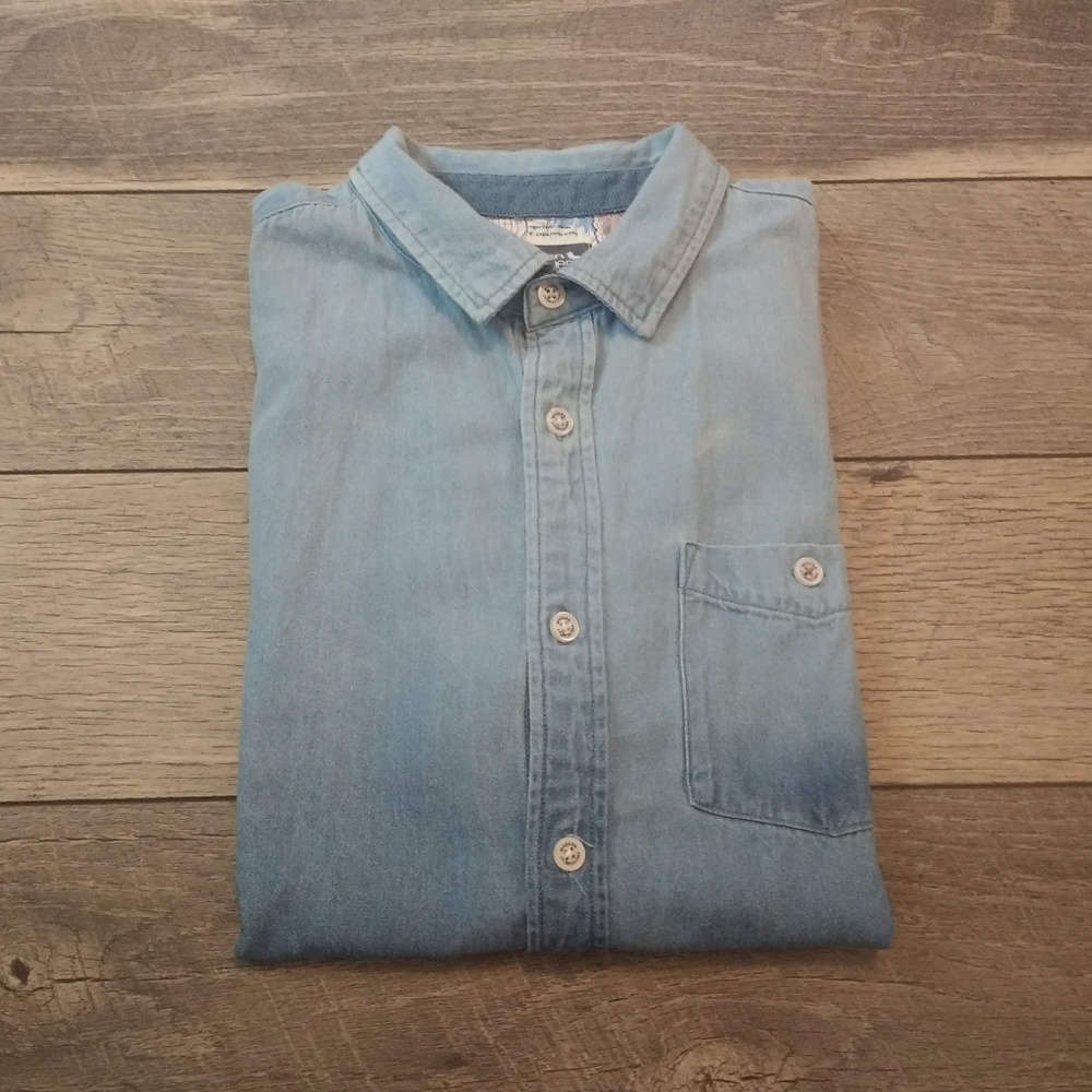Modern Amusement blue denim bleached washed shirt